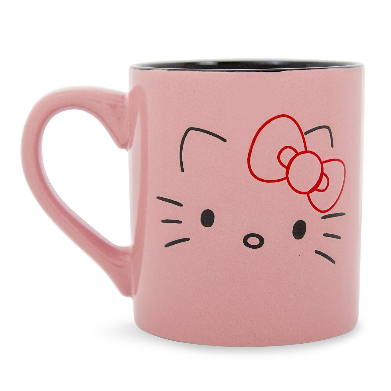 Sanrio Hello Kitty Pink Outline Face Wax Resist Ceramic Mug | Holds 14 Ounces